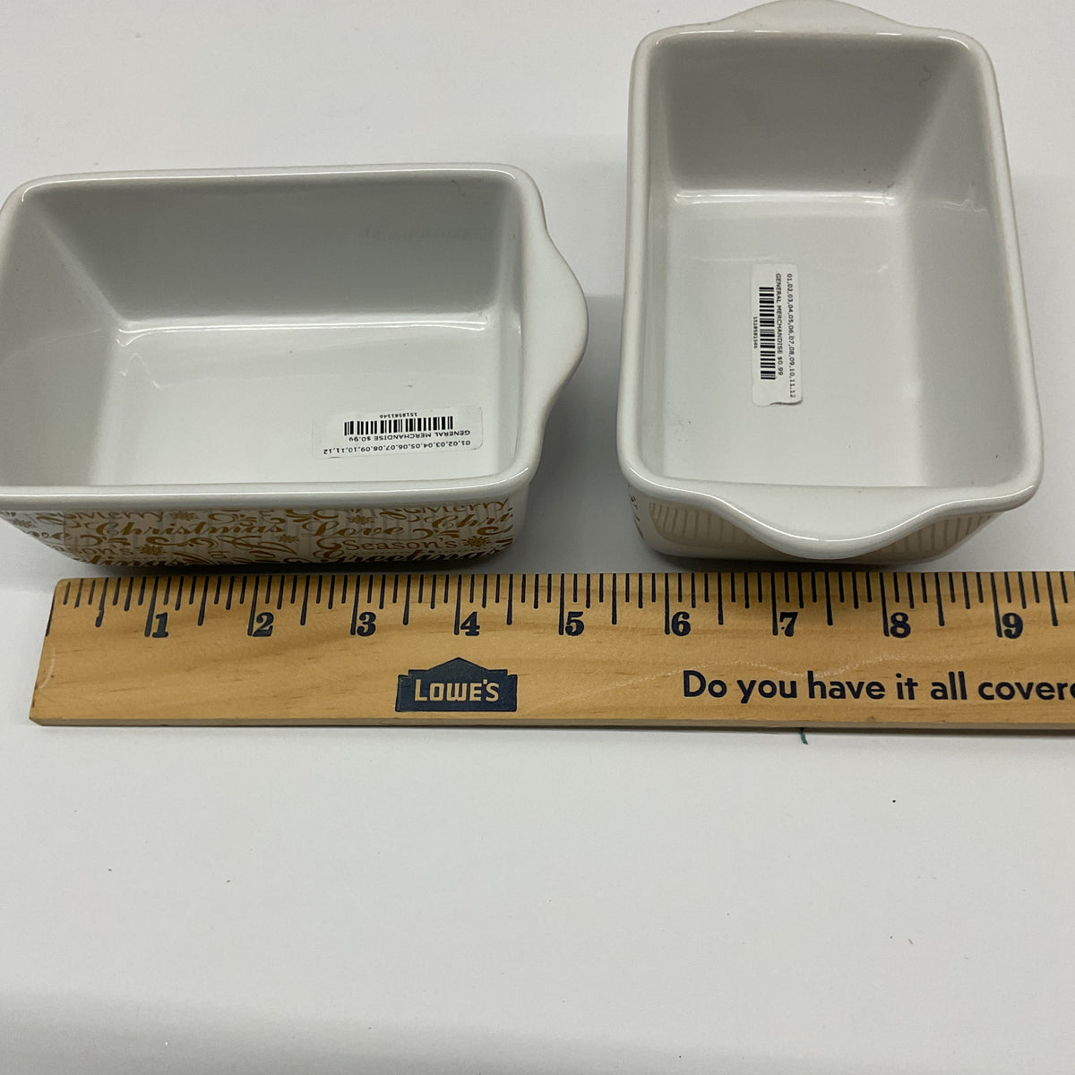 Celebrate It Christmas Mini Loaf Pans Set of 2 White Gold Holiday Ceramic