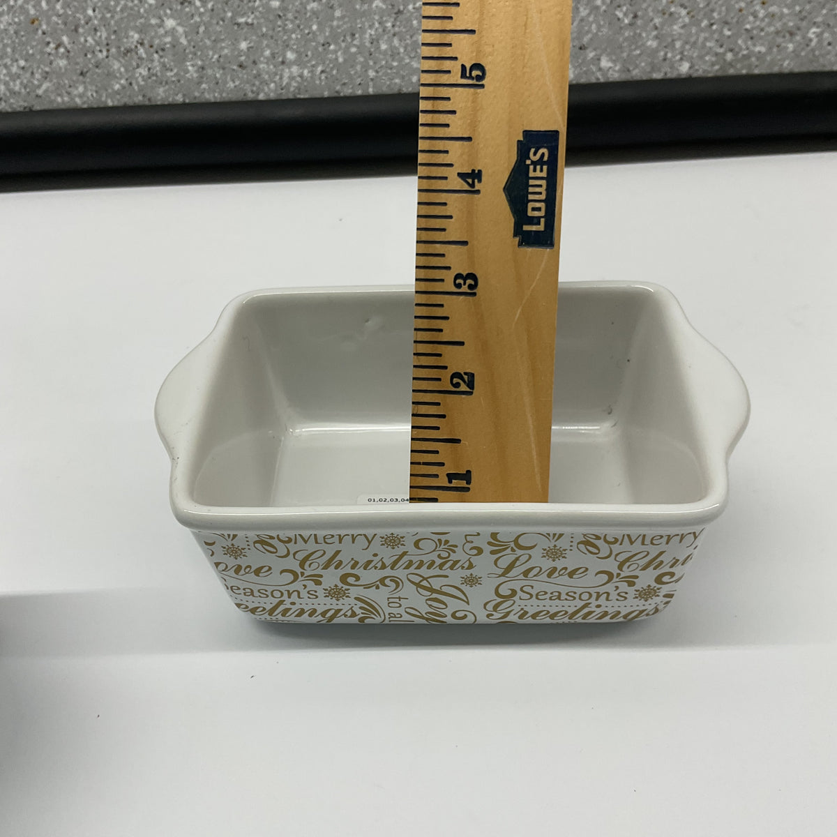 Celebrate It Christmas Mini Loaf Pans Set of 2 White Gold Holiday Ceramic