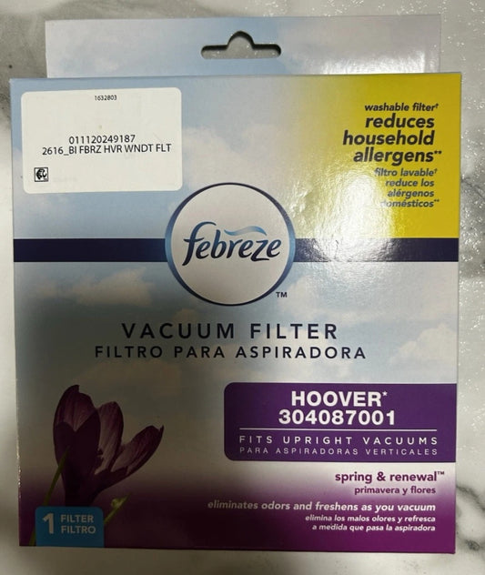Febreze Vacuum Filter Hoover 304087001 Spring & Renewal Odor Eliminator 1 FILTER
