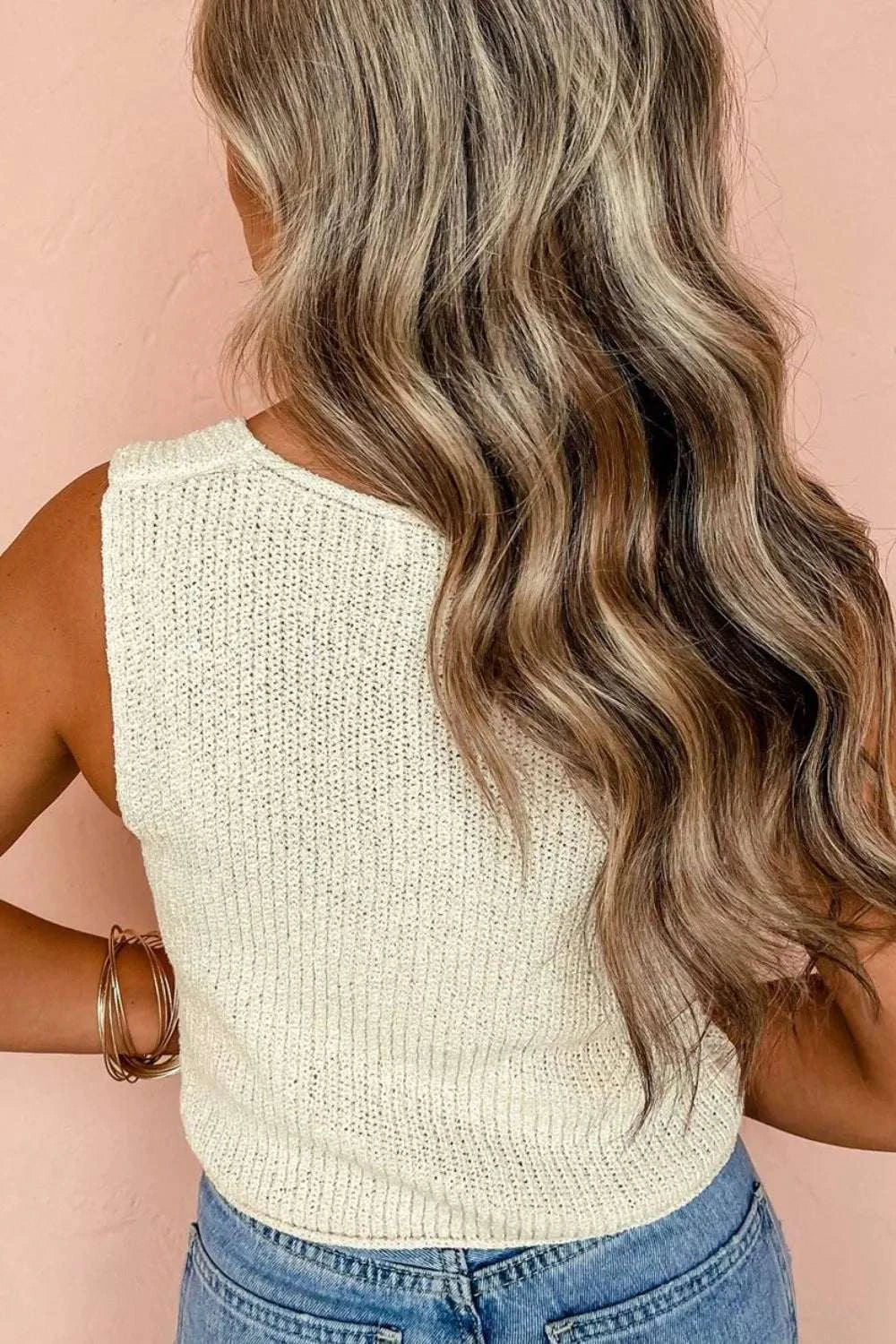 Double Tie V Neck Sweater Vest