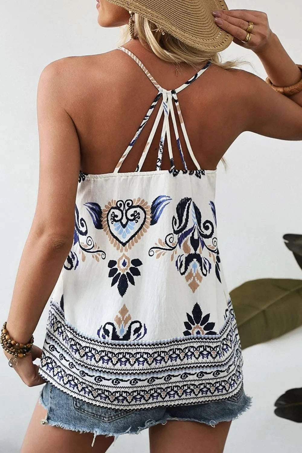 Bohemian Fashion Print Spaghetti Straps Loose Tank