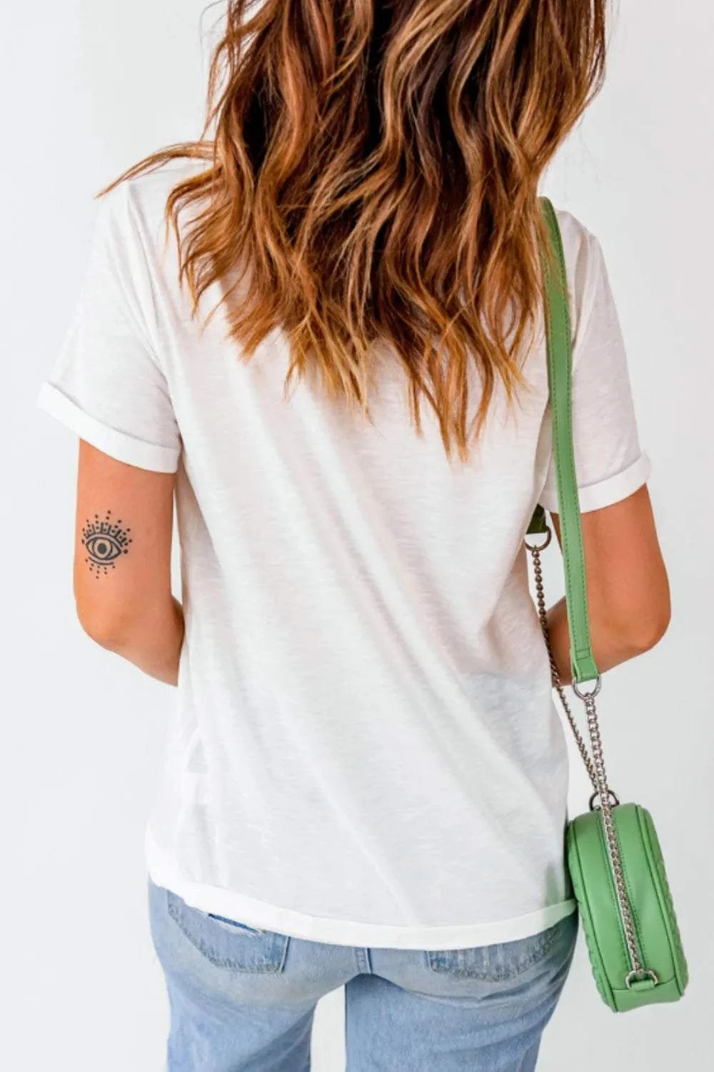 Funky America Letter Bow Round Neck T Shirt