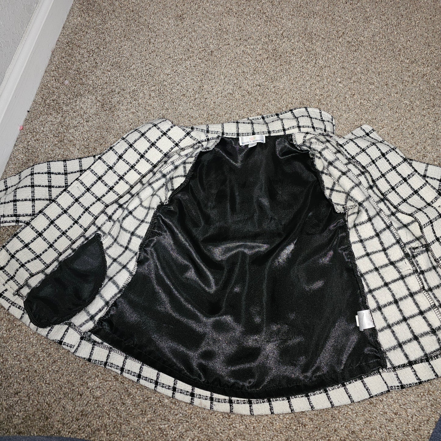 Bailey’s Blossoms Girls Plaid Dress Coat Jacket Black White Size 5T