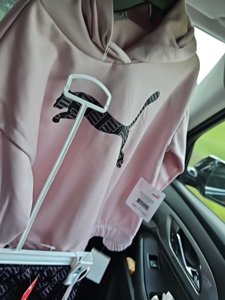 PUMA Girls 2-Piece Set: Fleece Hoodie & Tricot Shorts - Mauve Mist - NWT Size 5