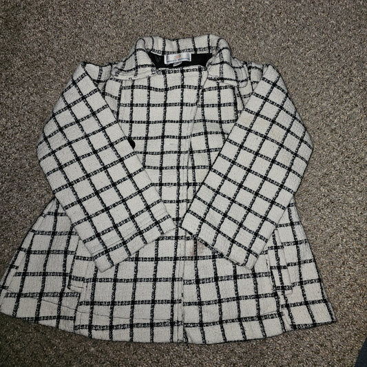 Bailey’s Blossoms Girls Plaid Dress Coat Jacket Black White Size 5T