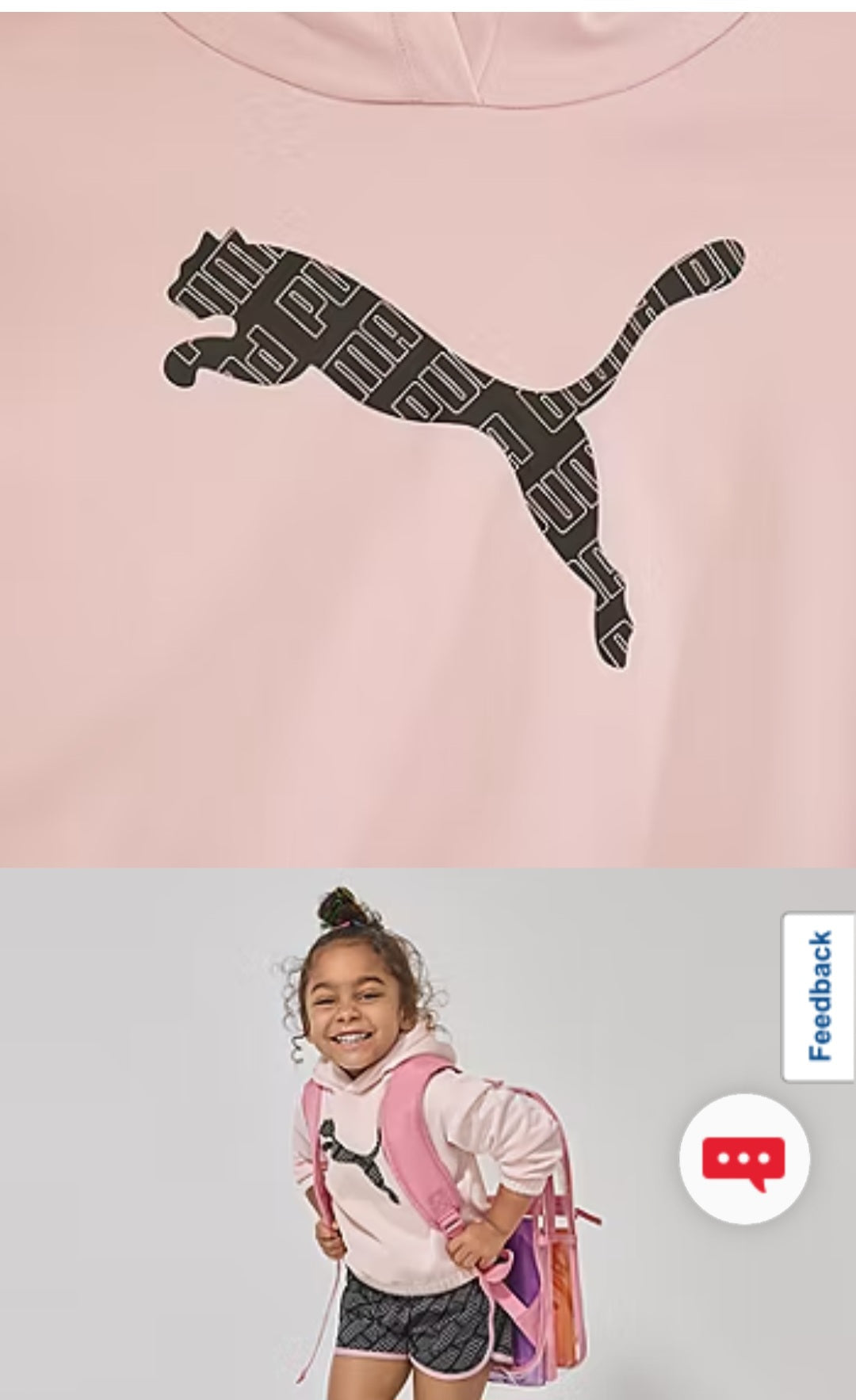 PUMA Girls 2-Piece Set: Fleece Hoodie & Tricot Shorts - Mauve Mist - NWT Size 5