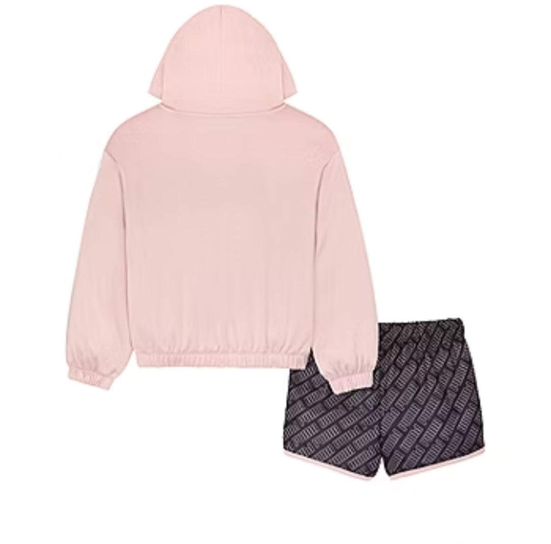 PUMA Girls 2-Piece Set: Fleece Hoodie & Tricot Shorts - Mauve Mist - NWT Size 5