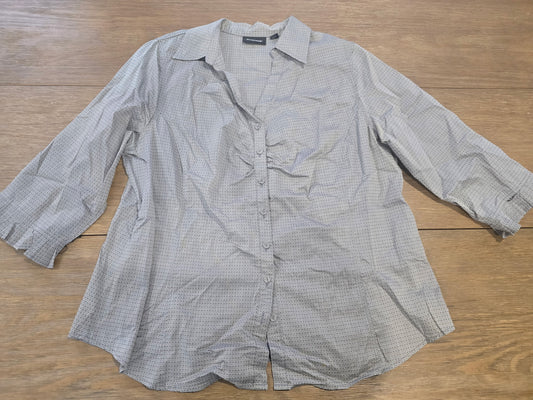 Avenue Women’s Plus Size Button Front Blouse Gray Long Sleeve Size 18/20