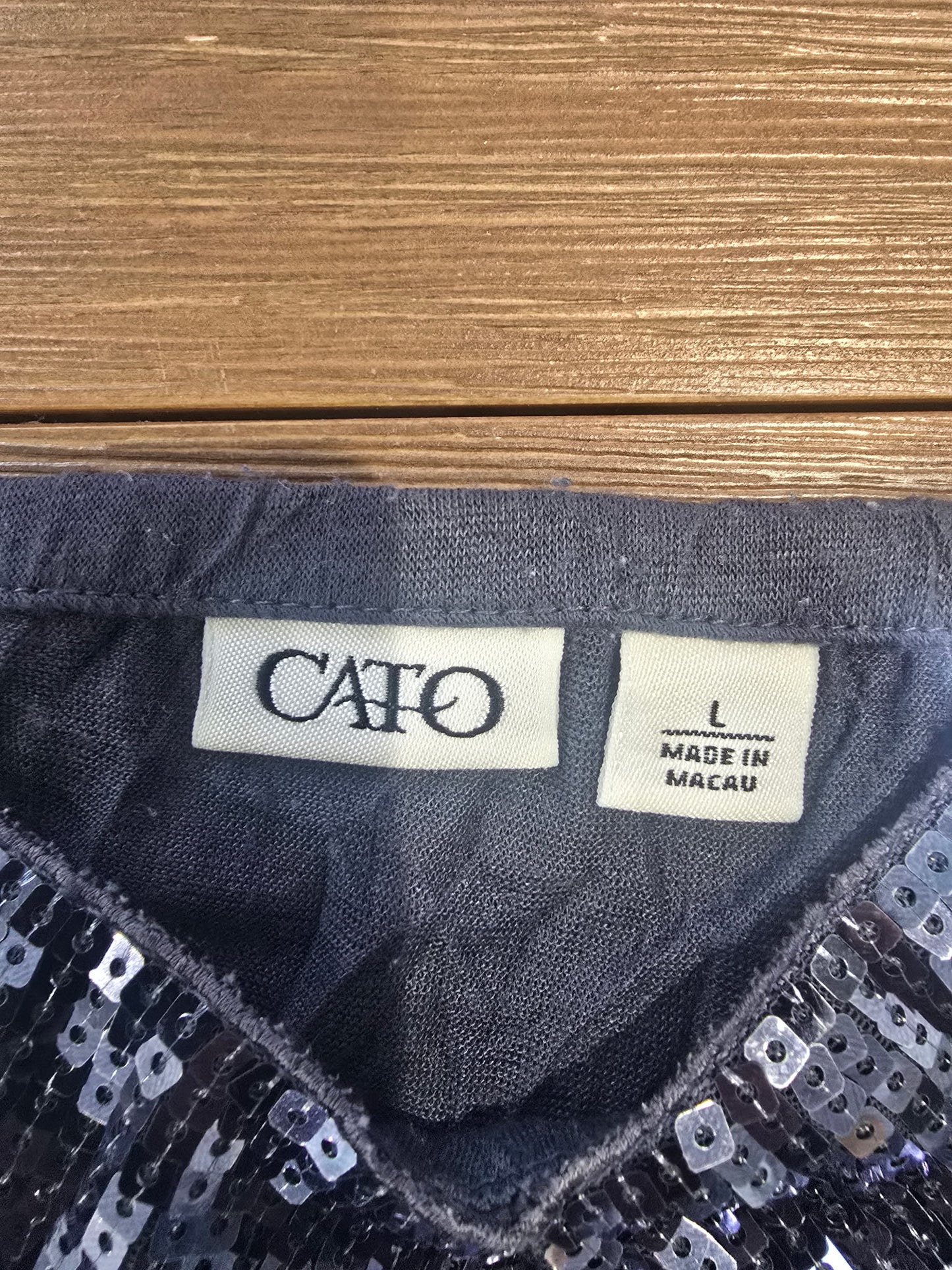 Cato Women’s Sequin Trim Camisole Tank Top Gray Sleeveless Size Large