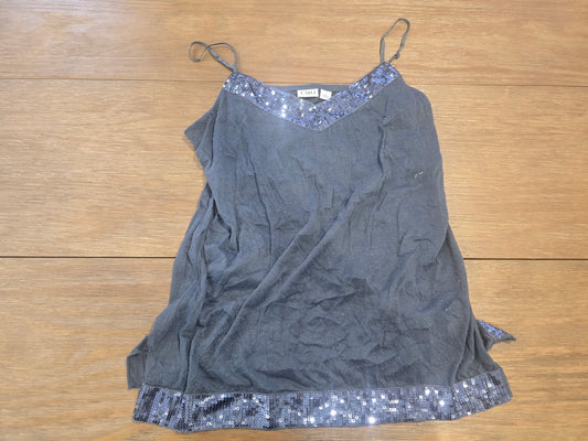 Cato Women’s Sequin Trim Camisole Tank Top Gray Sleeveless Size Large
