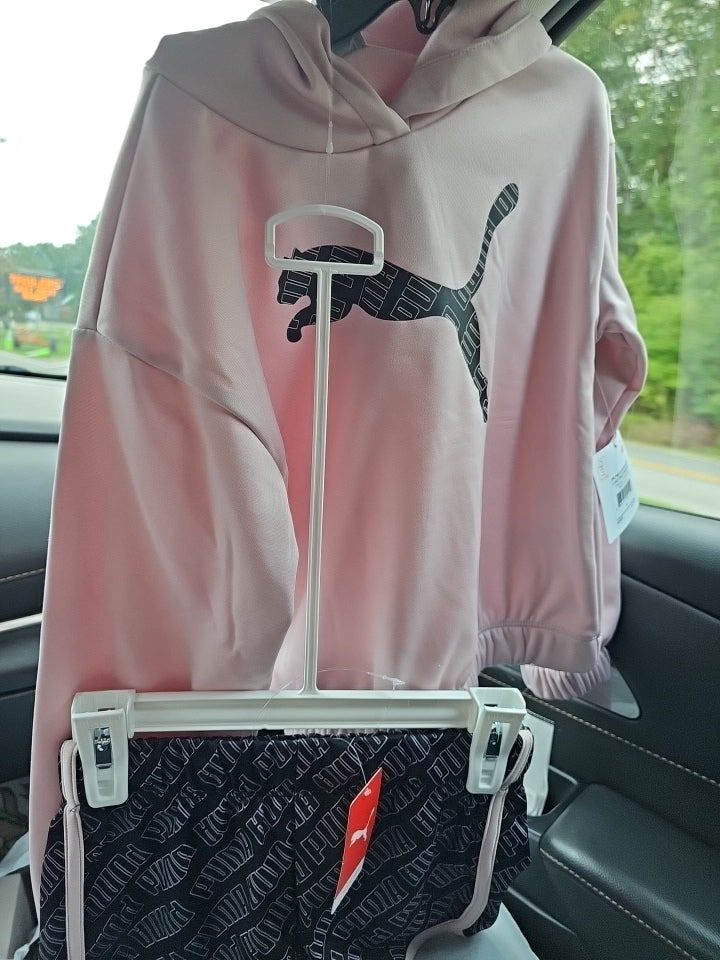 PUMA Girls 2-Piece Set: Fleece Hoodie & Tricot Shorts - Mauve Mist - NWT Size 5