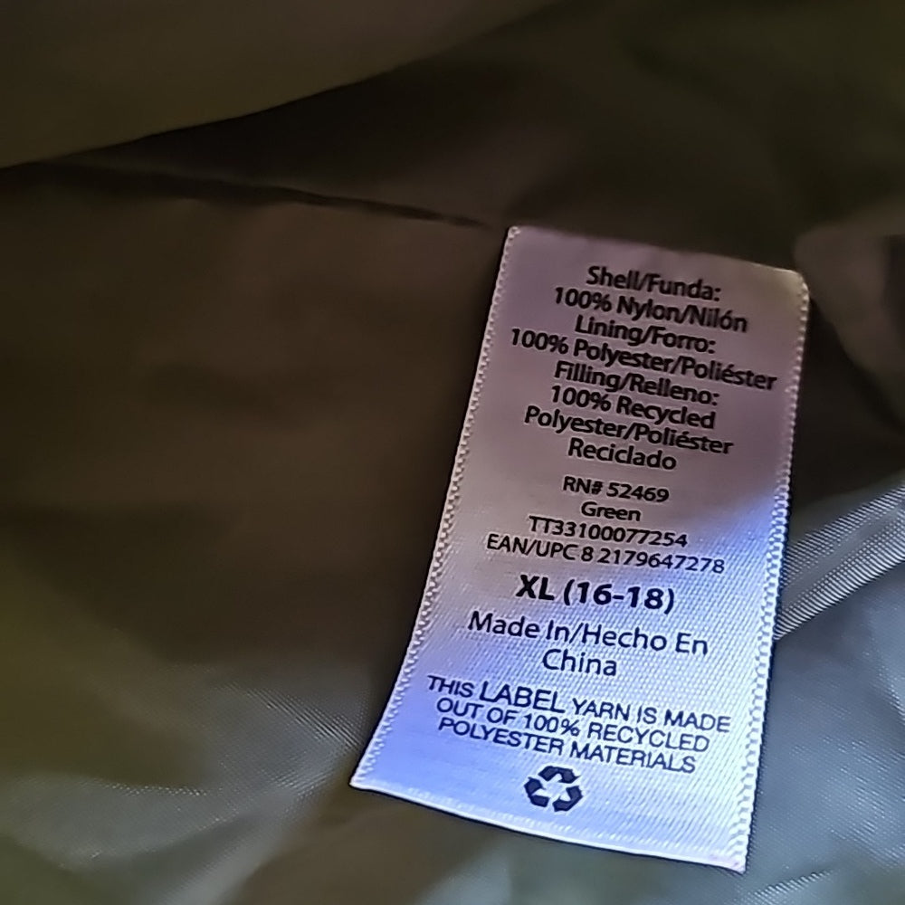 Green puffer jacket time and‎ tru XL