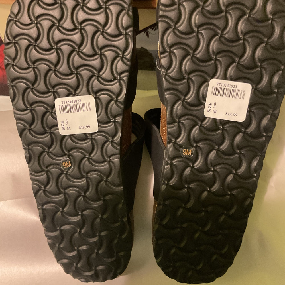 Maui‎ Island Hampton Sandals Women’s Size 9M Black Double Buckle Cork Footbed